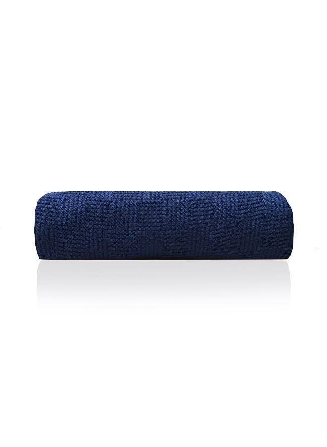 Relax Egyptian cotton Leno throw blanket,ultra-soft & lightweight with an elegant woven design ,king size 255x225 cm ,  Dark Blue - Image 4